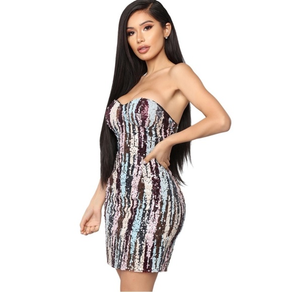 Nova Luxe Multicolor Sequin Strapless Mini Dress ✦ Paint Your World ✦ XS ✦ NWT - Picture 5 of 16